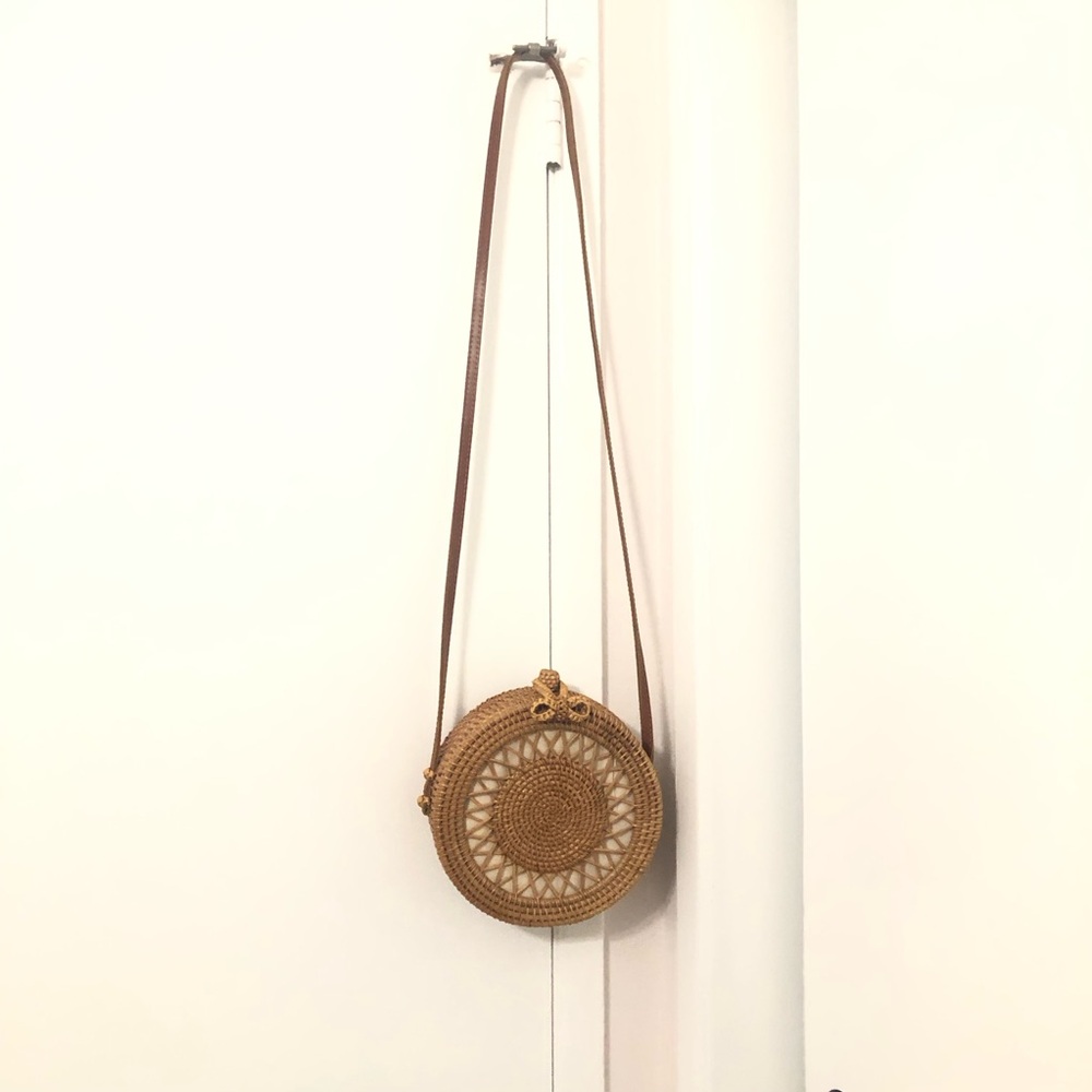 Rattan woven crossbody bag